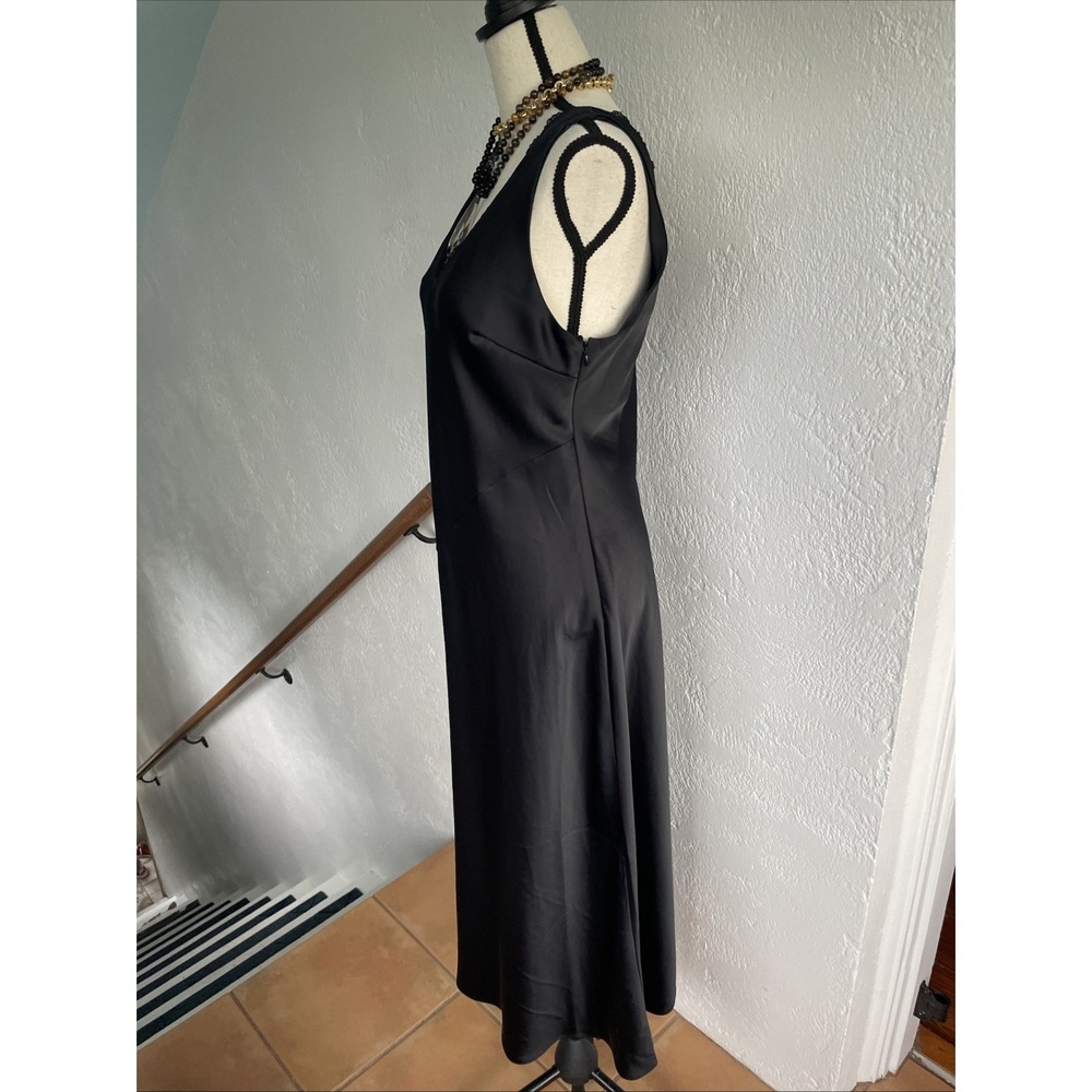 Nicole Miller Black Slip Dress Maxi Women Sz 8 Lace Trim Sleeveless - Picture 4 of 7